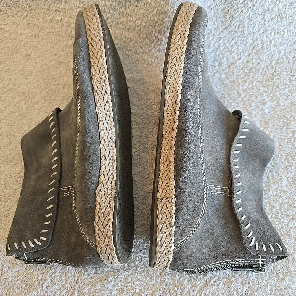 UGG Varney Women's Flat Ankle Boots Rear Zip‎ Booties Slate Gray Suede Sz 8.5